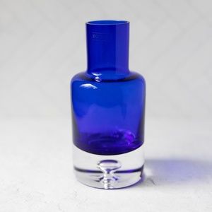 Krosno Poland blue glass controlled bubble vase bottle
